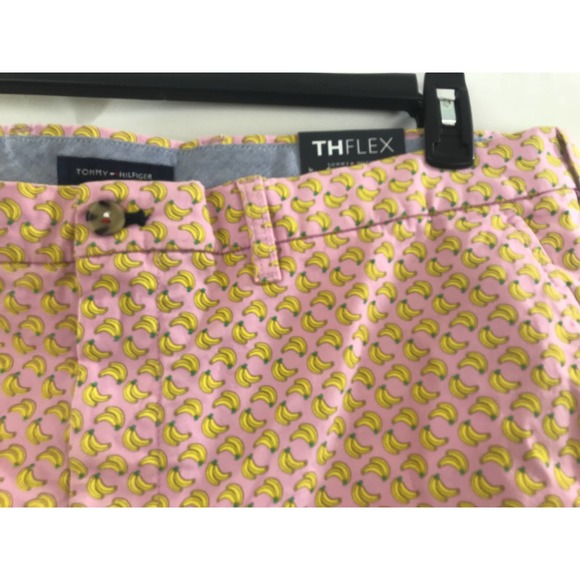 Men's pink shorts banana pattern Tommy Hilfiger TH Flex fit 9 inseam Size 40 New - Picture 2 of 10